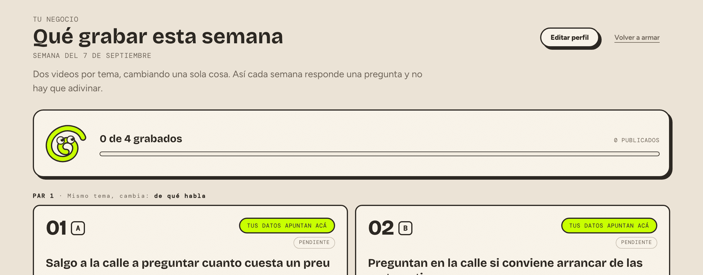 Cada lunes sabes qué grabar